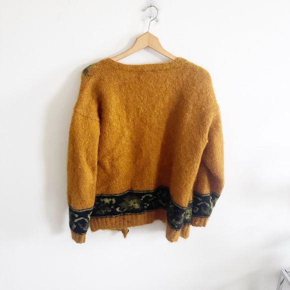 Vintage 90s mohair fuzzy metallic floral colorful oversized long sleeve cardigan - Picture 5 of 6